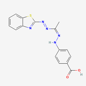 molecular formula C16H13N5O2S B5983750 4-[(N-1,3-benzothiazol-2-ylethanehydrazonoyl)diazenyl]benzoic acid 