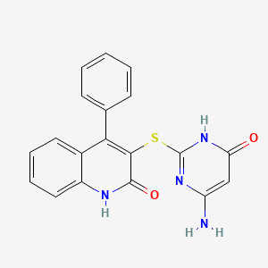 molecular formula C19H14N4O2S B5983768 3-[(4-amino-6-oxo-1,6-dihydro-2-pyrimidinyl)thio]-4-phenyl-2(1H)-quinolinone 