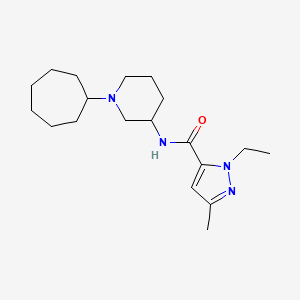 molecular formula C19H32N4O B5983852 N-(1-cycloheptyl-3-piperidinyl)-1-ethyl-3-methyl-1H-pyrazole-5-carboxamide 