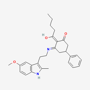 molecular formula C29H34N2O3 B5983880 3-{[2-(5-methoxy-2-methyl-1H-indol-3-yl)ethyl]amino}-2-pentanoyl-5-phenylcyclohex-2-en-1-one 