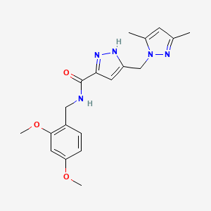 molecular formula C19H23N5O3 B5983884 N-(2,4-dimethoxybenzyl)-5-[(3,5-dimethyl-1H-pyrazol-1-yl)methyl]-1H-pyrazole-3-carboxamide 