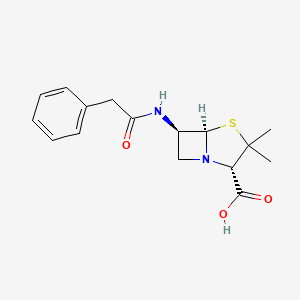molecular formula C16H20N2O3S B598389 (2S,5R,6R)-3,3-dimethyl-6-[(2-phenylacetyl)amino]-4-thia-1-azabicyclo[3.2.0]heptane-2-carboxylic acid CAS No. 1406-05-9