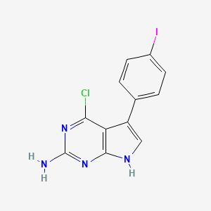 molecular formula C12H8ClIN4 B598391 4-氯-5-(4-碘苯基)-7H-吡咯并[2,3-D]嘧啶-2-胺 CAS No. 1204298-64-5
