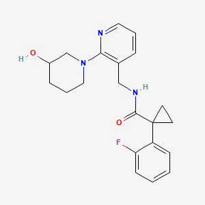 1-(2-fluorophenyl)-N-{[2-(3-hydroxy-1-piperidinyl)-3-pyridinyl]methyl}cyclopropanecarboxamide