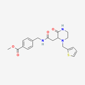 molecular formula C20H23N3O4S B5983930 methyl 4-[[[2-[3-oxo-1-(thiophen-2-ylmethyl)piperazin-2-yl]acetyl]amino]methyl]benzoate 