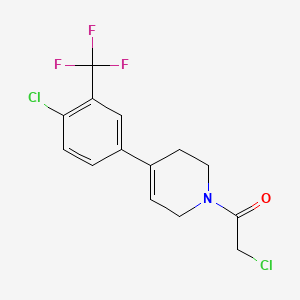 molecular formula C14H12Cl2F3NO B598397 2-Chloro-1-(4-(4-chloro-3-(trifluoromethyl)phenyl)-5,6-dihydropyridin-1(2H)-yl)ethanone CAS No. 1201225-04-8