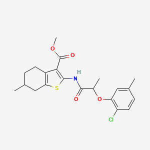 molecular formula C21H24ClNO4S B5983978 methyl 2-{[2-(2-chloro-5-methylphenoxy)propanoyl]amino}-6-methyl-4,5,6,7-tetrahydro-1-benzothiophene-3-carboxylate 