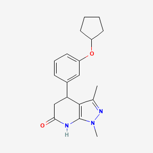 4-[3-(cyclopentyloxy)phenyl]-1,3-dimethyl-1,4,5,7-tetrahydro-6H-pyrazolo[3,4-b]pyridin-6-one