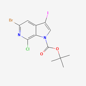 molecular formula C12H11BrClIN2O2 B598406 tert-Butyl 5-bromo-7-chloro-3-iodo-1H-pyrrolo[2,3-c]pyridine-1-carboxylate CAS No. 1198096-54-6