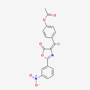 molecular formula C18H12N2O6 B5984111 4-{[2-(3-nitrophenyl)-5-oxo-1,3-oxazol-4(5H)-ylidene]methyl}phenyl acetate 