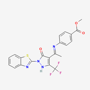 methyl 4-({1-[1-(1,3-benzothiazol-2-yl)-5-oxo-3-(trifluoromethyl)-1,5-dihydro-4H-pyrazol-4-ylidene]ethyl}amino)benzoate