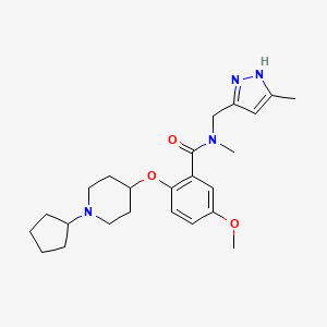 2-[(1-cyclopentyl-4-piperidinyl)oxy]-5-methoxy-N-methyl-N-[(5-methyl-1H-pyrazol-3-yl)methyl]benzamide