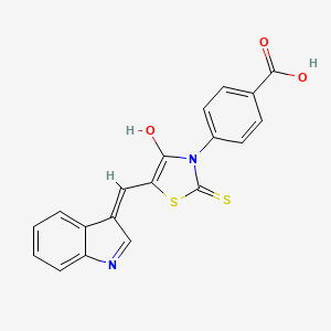 4-[5-(1H-indol-3-ylmethylene)-4-oxo-2-thioxo-1,3-thiazolidin-3-yl]benzoic acid