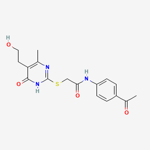 N-(4-acetylphenyl)-2-{[5-(2-hydroxyethyl)-4-methyl-6-oxo-1,6-dihydro-2-pyrimidinyl]thio}acetamide