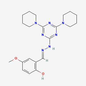 molecular formula C21H29N7O2 B5984199 2-hydroxy-5-methoxybenzaldehyde (4,6-di-1-piperidinyl-1,3,5-triazin-2-yl)hydrazone 