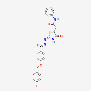 molecular formula C25H21FN4O3S B5984208 2-[2-({4-[(4-fluorobenzyl)oxy]benzylidene}hydrazono)-4-oxo-1,3-thiazolidin-5-yl]-N-phenylacetamide 