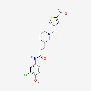 molecular formula C22H27ClN2O3S B5984242 3-{1-[(5-acetyl-3-thienyl)methyl]-3-piperidinyl}-N-(3-chloro-4-methoxyphenyl)propanamide 