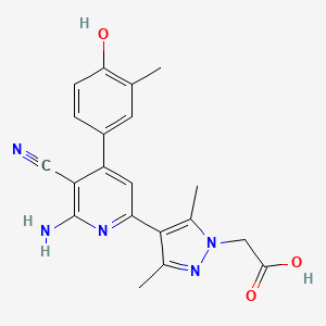 molecular formula C20H19N5O3 B5984286 {4-[6-amino-5-cyano-4-(4-hydroxy-3-methylphenyl)pyridin-2-yl]-3,5-dimethyl-1H-pyrazol-1-yl}acetic acid 