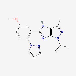 molecular formula C18H20N6O B5984293 1-isopropyl-5-[5-methoxy-2-(1H-pyrazol-1-yl)phenyl]-3-methyl-1,4-dihydroimidazo[4,5-c]pyrazole 