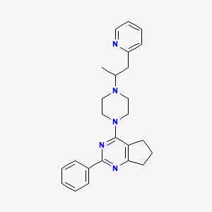 molecular formula C25H29N5 B5984301 4-{4-[1-methyl-2-(2-pyridinyl)ethyl]-1-piperazinyl}-2-phenyl-6,7-dihydro-5H-cyclopenta[d]pyrimidine 