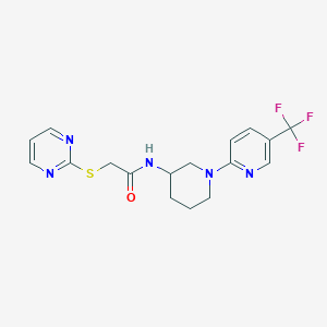 molecular formula C17H18F3N5OS B5984315 2-(2-pyrimidinylthio)-N-{1-[5-(trifluoromethyl)-2-pyridinyl]-3-piperidinyl}acetamide 