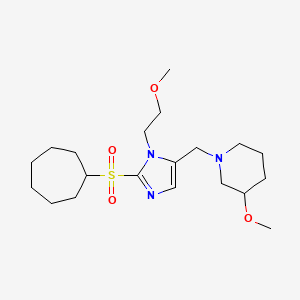 molecular formula C20H35N3O4S B5984388 1-{[2-(cycloheptylsulfonyl)-1-(2-methoxyethyl)-1H-imidazol-5-yl]methyl}-3-methoxypiperidine 