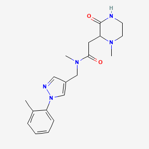 molecular formula C19H25N5O2 B5984403 N-methyl-2-(1-methyl-3-oxo-2-piperazinyl)-N-{[1-(2-methylphenyl)-1H-pyrazol-4-yl]methyl}acetamide 
