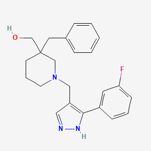 molecular formula C23H26FN3O B5984423 (3-benzyl-1-{[3-(3-fluorophenyl)-1H-pyrazol-4-yl]methyl}-3-piperidinyl)methanol 