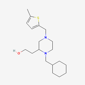 molecular formula C19H32N2OS B5984470 2-{1-(cyclohexylmethyl)-4-[(5-methyl-2-thienyl)methyl]-2-piperazinyl}ethanol 