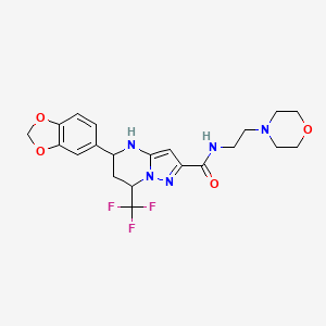 molecular formula C21H24F3N5O4 B5984489 5-(1,3-benzodioxol-5-yl)-N-[2-(4-morpholinyl)ethyl]-7-(trifluoromethyl)-4,5,6,7-tetrahydropyrazolo[1,5-a]pyrimidine-2-carboxamide 