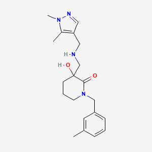 molecular formula C20H28N4O2 B5984523 3-({[(1,5-dimethyl-1H-pyrazol-4-yl)methyl]amino}methyl)-3-hydroxy-1-(3-methylbenzyl)-2-piperidinone 