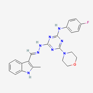 2-methyl-1H-indole-3-carbaldehyde [4-[(4-fluorophenyl)amino]-6-(4-morpholinyl)-1,3,5-triazin-2-yl]hydrazone