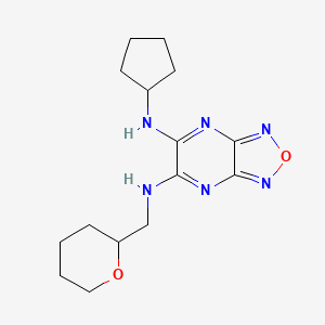 molecular formula C15H22N6O2 B5984552 N-cyclopentyl-N'-(tetrahydro-2H-pyran-2-ylmethyl)[1,2,5]oxadiazolo[3,4-b]pyrazine-5,6-diamine 