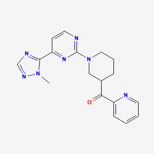 molecular formula C18H19N7O B5984561 {1-[4-(1-methyl-1H-1,2,4-triazol-5-yl)-2-pyrimidinyl]-3-piperidinyl}(2-pyridinyl)methanone 