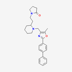 molecular formula C28H33N3O2 B5984576 1-[2-(1-{[2-(4-biphenylyl)-5-methyl-1,3-oxazol-4-yl]methyl}-2-piperidinyl)ethyl]-2-pyrrolidinone 