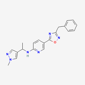 molecular formula C20H20N6O B5984629 5-(3-benzyl-1,2,4-oxadiazol-5-yl)-N-[1-(1-methyl-1H-pyrazol-4-yl)ethyl]-2-pyridinamine 