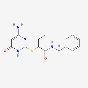 molecular formula C16H20N4O2S B5984637 2-[(4-amino-6-oxo-1,6-dihydro-2-pyrimidinyl)thio]-N-(1-phenylethyl)butanamide 