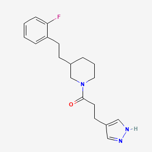 molecular formula C19H24FN3O B5984649 3-[2-(2-fluorophenyl)ethyl]-1-[3-(1H-pyrazol-4-yl)propanoyl]piperidine 