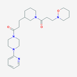 molecular formula C24H37N5O3 B5984663 2-[3-oxo-3-(3-{3-oxo-3-[4-(2-pyridinyl)-1-piperazinyl]propyl}-1-piperidinyl)propyl]-1,2-oxazinane 