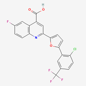 molecular formula C21H10ClF4NO3 B5984681 2-{5-[2-chloro-5-(trifluoromethyl)phenyl]-2-furyl}-6-fluoroquinoline-4-carboxylic acid 