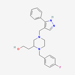 2-{1-(4-fluorobenzyl)-4-[(3-phenyl-1H-pyrazol-4-yl)methyl]-2-piperazinyl}ethanol