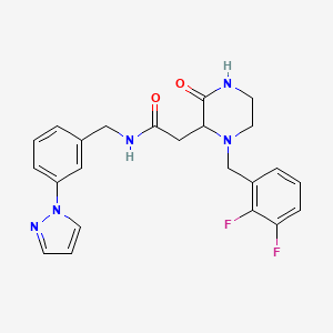 molecular formula C23H23F2N5O2 B5984710 2-[1-(2,3-difluorobenzyl)-3-oxo-2-piperazinyl]-N-[3-(1H-pyrazol-1-yl)benzyl]acetamide 