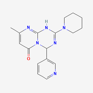 molecular formula C17H20N6O B5984726 8-methyl-2-(1-piperidinyl)-4-(3-pyridinyl)-1,4-dihydro-6H-pyrimido[1,2-a][1,3,5]triazin-6-one 
