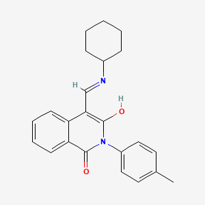 molecular formula C23H24N2O2 B5984743 4-[(cyclohexylamino)methylene]-2-(4-methylphenyl)-1,3(2H,4H)-isoquinolinedione 