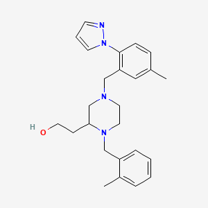 molecular formula C25H32N4O B5984764 2-{1-(2-methylbenzyl)-4-[5-methyl-2-(1H-pyrazol-1-yl)benzyl]-2-piperazinyl}ethanol 
