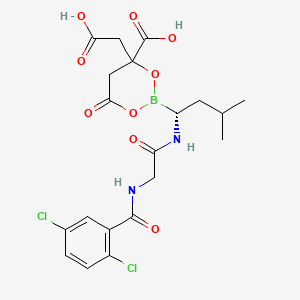 molecular formula C20H23BCl2N2O9 B598482 4-(carboxymethyl)-2-((R)-1-(2-(2,5-dichlorobenzamido)acetamido)-3-methylbutyl)-6-oxo-1,3,2-dioxaborinane-4-carboxylic acid CAS No. 133876-92-3
