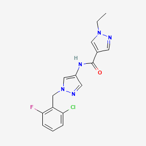 molecular formula C16H15ClFN5O B5984835 N-[1-(2-chloro-6-fluorobenzyl)-1H-pyrazol-4-yl]-1-ethyl-1H-pyrazole-4-carboxamide 