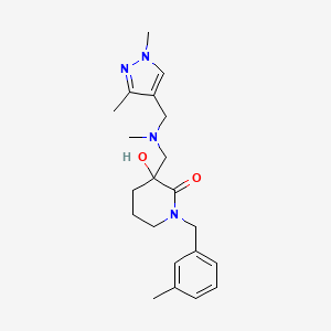 molecular formula C21H30N4O2 B5984849 3-{[[(1,3-dimethyl-1H-pyrazol-4-yl)methyl](methyl)amino]methyl}-3-hydroxy-1-(3-methylbenzyl)-2-piperidinone 