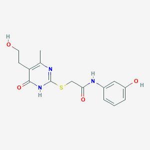 molecular formula C15H17N3O4S B5984870 2-{[5-(2-hydroxyethyl)-4-methyl-6-oxo-1,6-dihydro-2-pyrimidinyl]thio}-N-(3-hydroxyphenyl)acetamide 