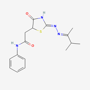 molecular formula C16H20N4O2S B5984875 2-{2-[(1,2-dimethylpropylidene)hydrazono]-4-hydroxy-2,5-dihydro-1,3-thiazol-5-yl}-N-phenylacetamide 